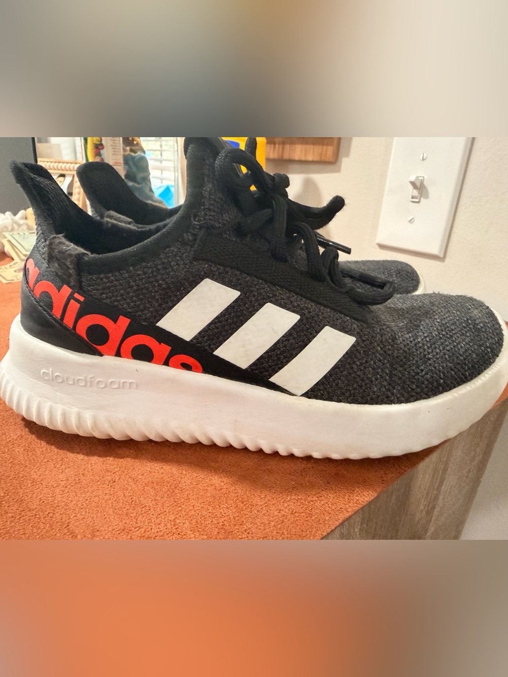 adidas Kids Black, White & Red Casual Sneakers